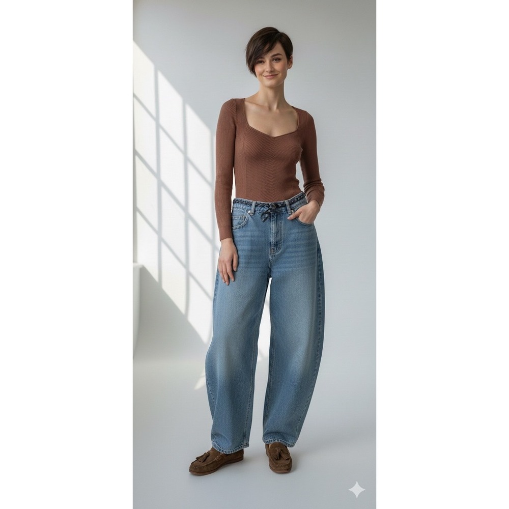Abercrombie Fitch LuxeLoft Top Women's Ribbed Sweetheart Neck Brown Sz S‎ Preppy - Picture 14 of 16